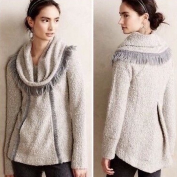 Anthropologie Sweaters - Anthropologie Angel Of North Grey Fringe Sweater